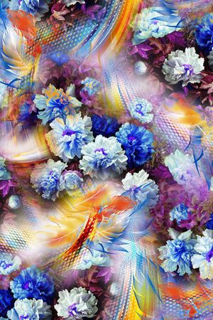 花卉 抽象 绚丽 迷人花卉印花华亿平台图片