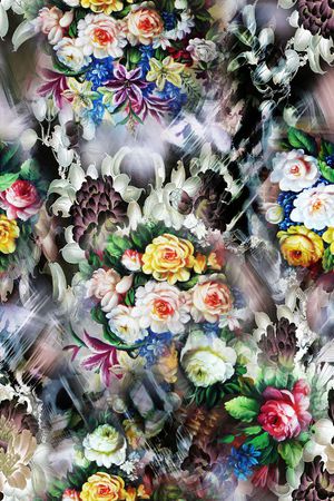 花卉 抽象 绚丽 迷人花卉印花华亿平台图片