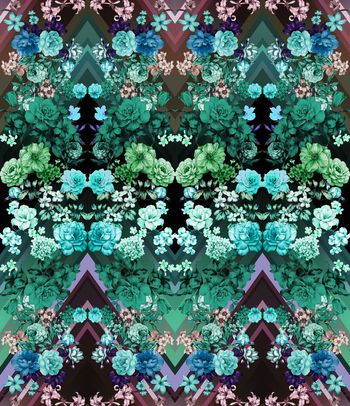 251302-几何镜像花卉