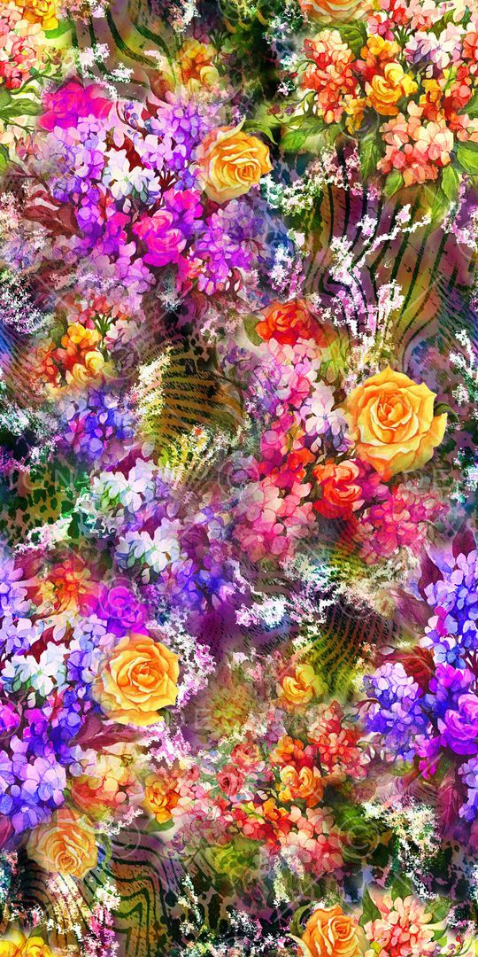 花卉 满底 迷人花卉 多彩印花华亿平台图片