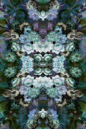 对称 镜像 花卉 黑暗系花卉印花华亿平台图片