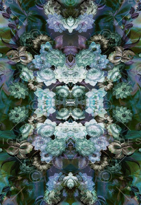 对称 镜像 花卉 黑暗系花卉印花华亿平台图片