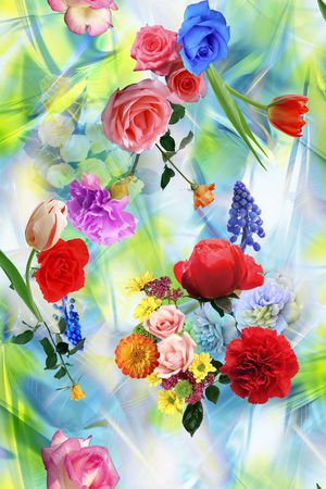 花卉 菊花 玫瑰 迷人花卉印花华亿平台图片