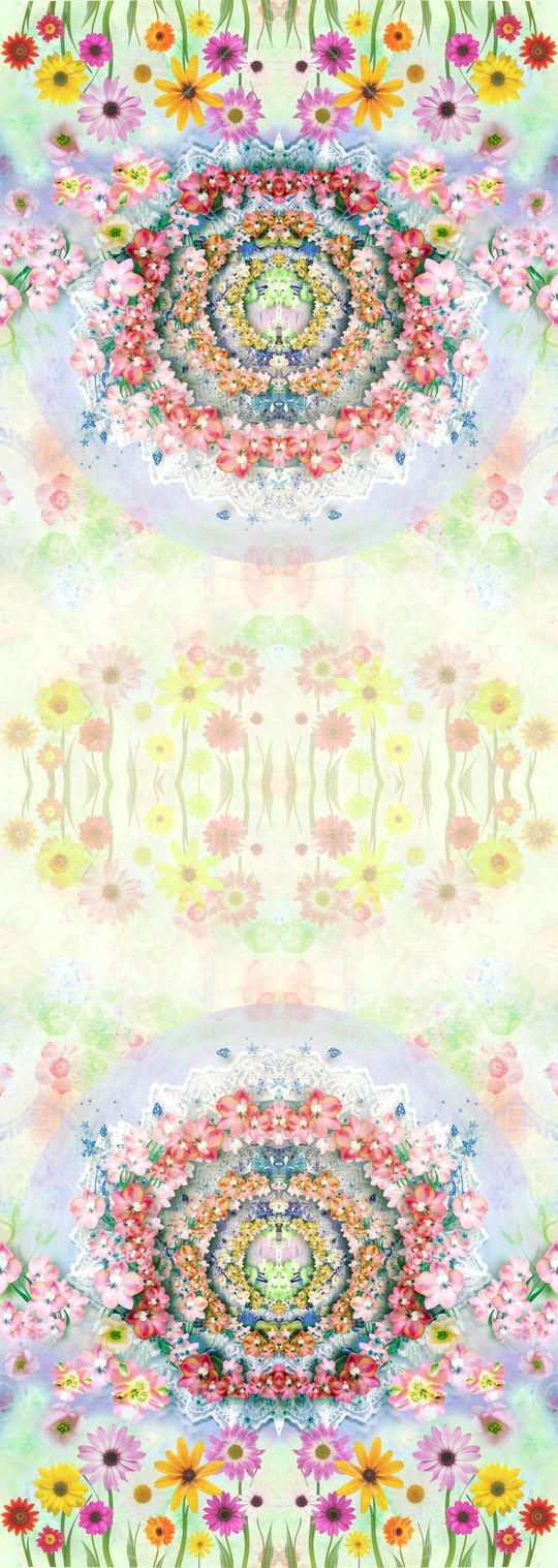 长巾 荷花 手绘 镜像 对称印花华亿平台图片