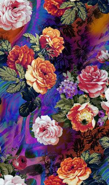 251622-复古数码炫彩花