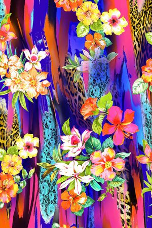 彩条 花卉 几何印花华亿平台图片