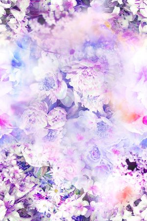 朦胧 清新 淡雅 温馨 梦幻 紫色 花卉印花华亿平台图片