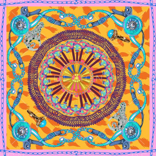 方巾 欧式 插画印花华亿平台图片