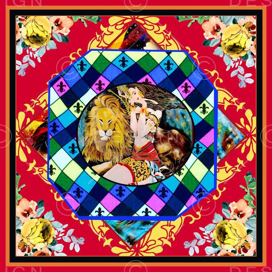 方巾 插画 动物 仿大牌印花华亿平台图片