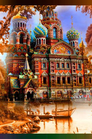 方巾 边框 油画 风景 景色 建筑印花华亿平台图片