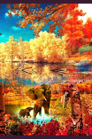 方巾 边框 油画 风景 景色印花华亿平台图片