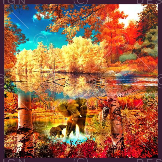 方巾 边框 油画 风景 景色印花华亿平台图片