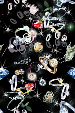 珠宝 璀璨 宝石 首饰 钻石 黑底 闪烁 富贵 印花华亿平台图片