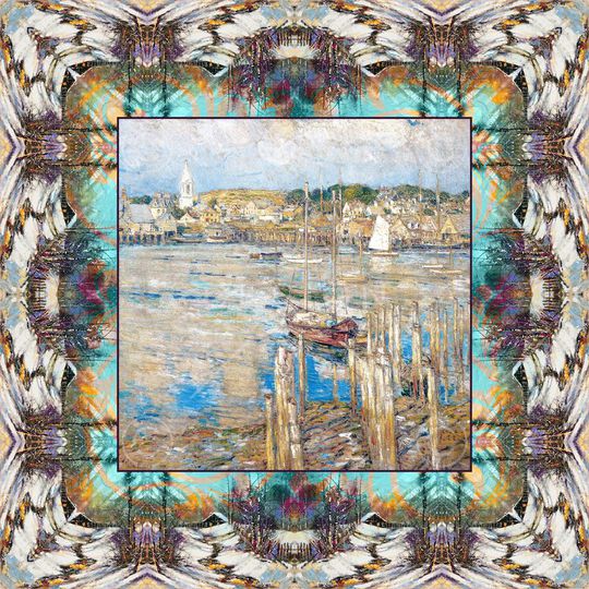 定位 方巾 油画 方框印花华亿平台图片