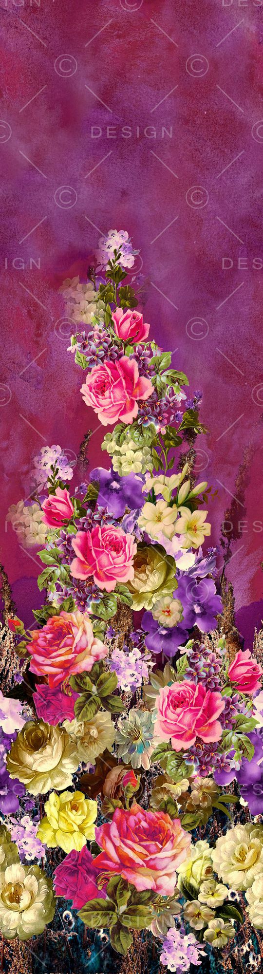 定位 花卉 玫瑰 复古印花华亿平台图片