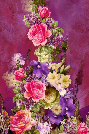 定位 花卉 玫瑰 复古印花华亿平台图片