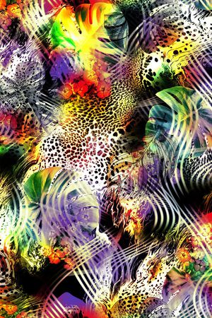 炫彩 豹纹 肌理 线条 流动印花华亿平台图片