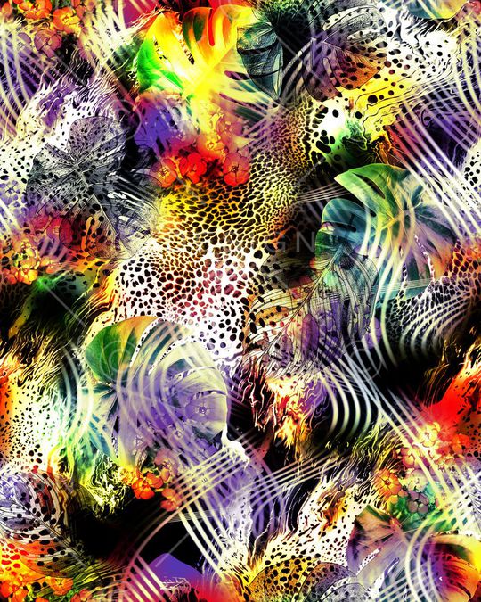 炫彩 豹纹 肌理 线条 流动印花华亿平台图片
