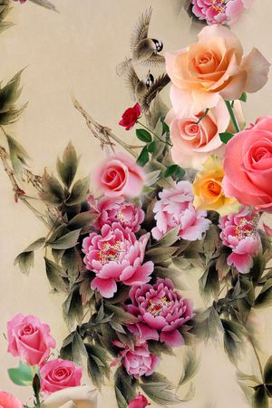 工笔画 牡丹 国画 花卉印花华亿平台图片