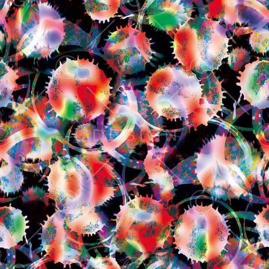 墨滴 黑底  炫彩 圆圈 抽象 水滴 光线印花华亿平台图片