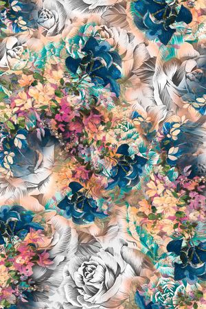 炫彩 抽象 花卉印花华亿平台图片