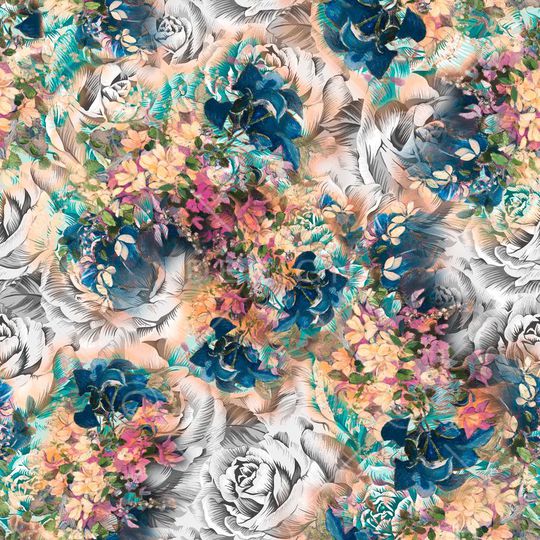 炫彩 抽象 花卉印花华亿平台图片