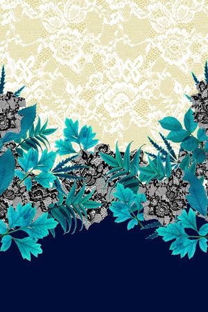 定位 复古 蕾丝 抽象花卉印花华亿平台图片