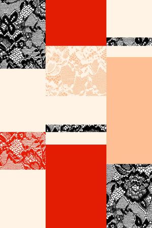 定位 几何 色块 蕾丝印花华亿平台图片