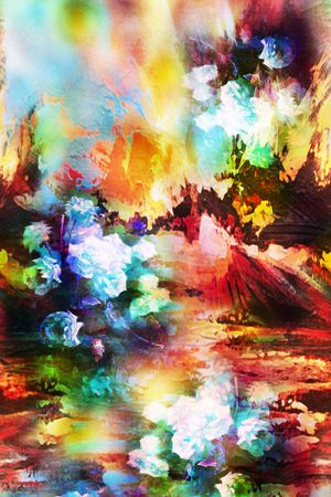 定位 抽象 花卉 肌理 油彩印花华亿平台图片