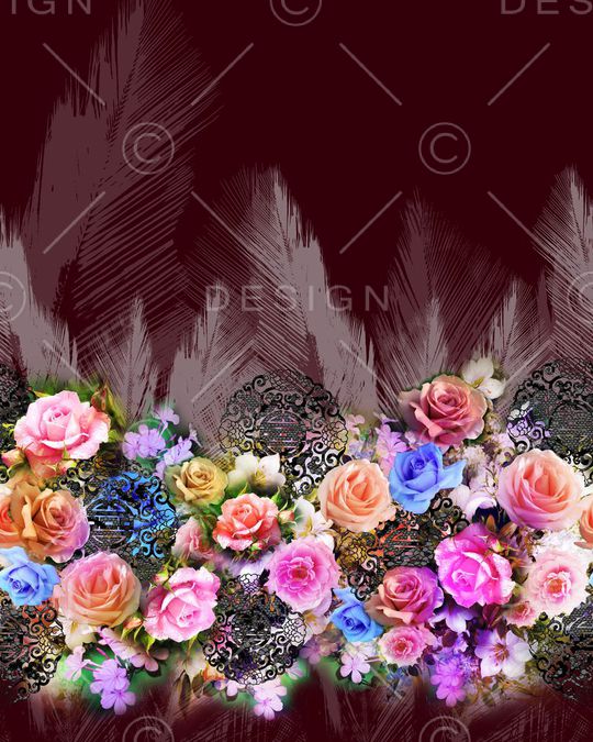 定位 花卉 羽毛印花华亿平台图片