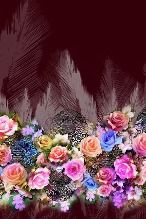 定位 花卉 羽毛印花华亿平台图片