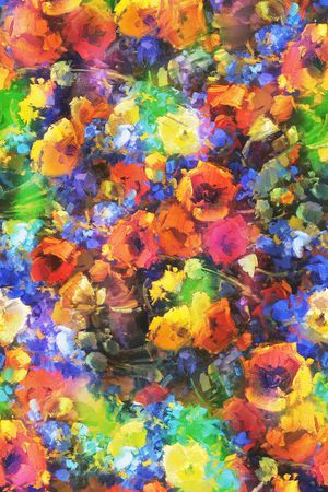 油画 花卉 肌理 笔触 抽象印花华亿平台图片