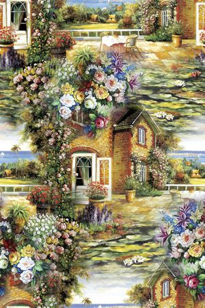 定位 房子 风景 油画印花华亿平台图片