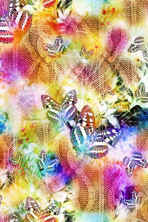 数码 轻盈 毛衣肌理 针织肌理 蝴蝶印花华亿平台图片