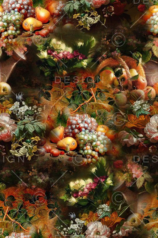 数码 油画 果实 复古印花华亿平台图片