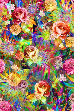 炫彩 绚丽 迷人花卉 抽象 华丽 肌理 印花华亿平台图片