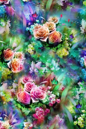 花卉 油彩 肌理印花华亿平台图片