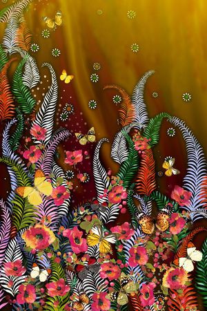 定位 花卉 蝴蝶 植物印花华亿平台图片