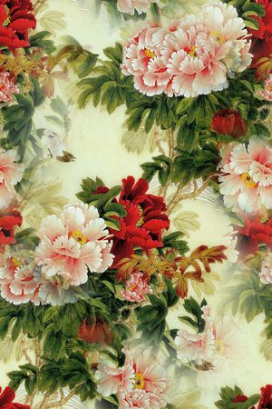 中国风 工笔画 牡丹 印花华亿平台图片