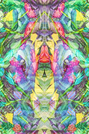 热带风情 椰树 对称 镜像 植物 花卉印花华亿平台图片