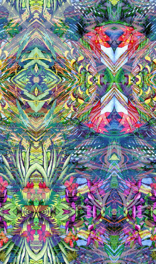 热带风情 芭蕉 对称 镜像 植物 花卉印花华亿平台图片