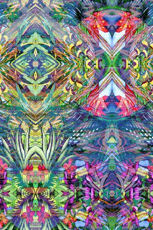 热带风情 芭蕉 对称 镜像 植物 花卉印花华亿平台图片