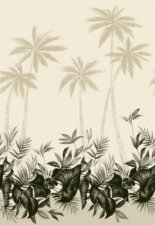 热带风情 椰树 植物 风景印花华亿平台图片