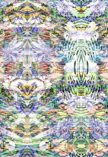 253361-多彩热带芭蕉抽象水彩效果花卉花朵组