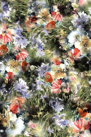 水彩 水墨 花卉 中国风印花华亿平台图片