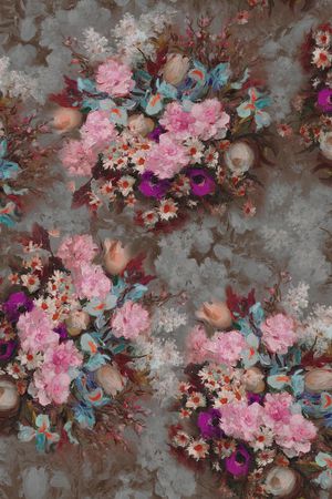 复古 古典 花卉 油画印花华亿平台图片