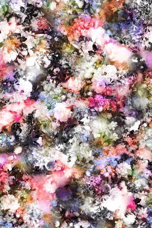 多彩 水彩 花卉 花朵印花华亿平台图片