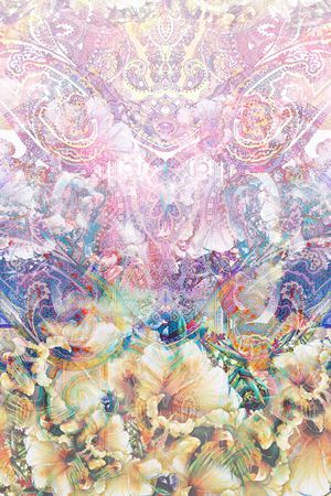 定位 欧式 花卉 多彩 渐变 佩里斯 腰果 印花华亿平台图片