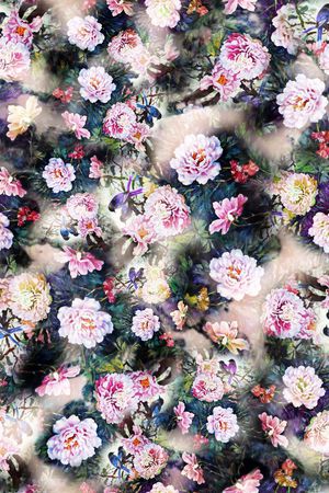 水彩 油画 花卉 牡丹印花华亿平台图片