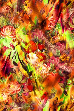 多彩 花卉 照片 写实 迷人 炫彩 羽毛印花华亿平台图片